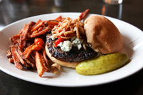 Blue Cheese Burgers with Sweet Potato Fries Recipe