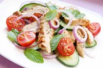 Baked Breaded Chicken with Tomato-Cucumber Salad Recipe