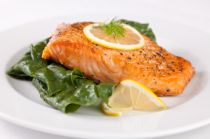 Salmon with Soy Glaze over Wilted Spinach Greens Recipe